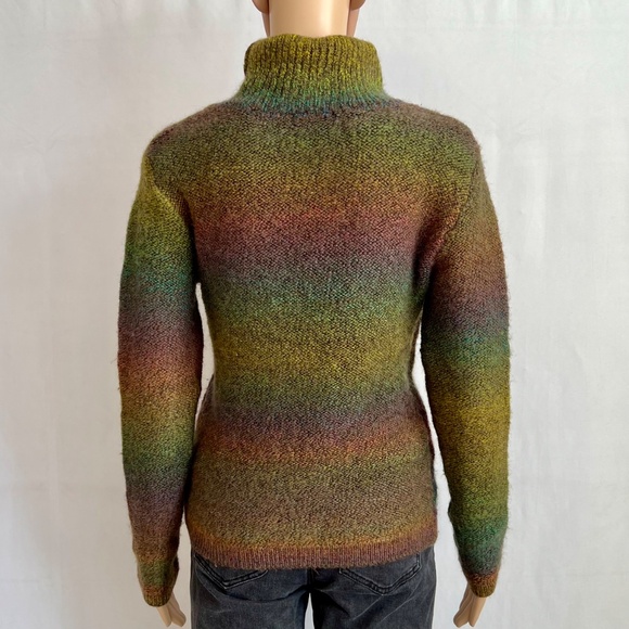 Wool-blend Turtleneck Sweater Ombré Rainbow Sunset Stripes Women's Small - Picture 4 of 10